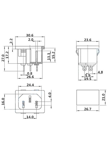 Roba 220V 15A Ac Erkek Power Giriş Soketi C14 3 Pin Panel Montaj Tip Güç Kablo Bağlantı Konnektörü