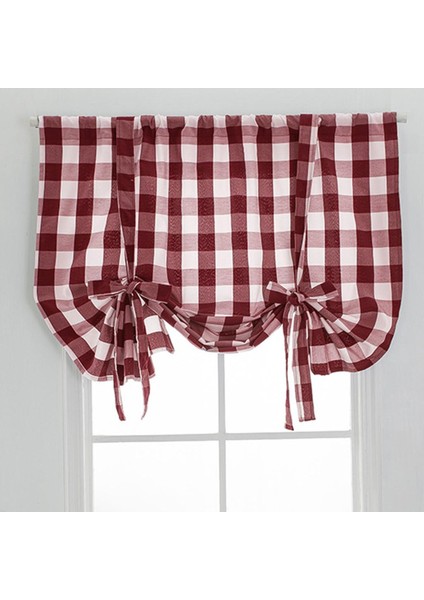 Buffalo Ekose Valances Dekor Çiftlik Evi Penceresi Kırmızı 60X120CM