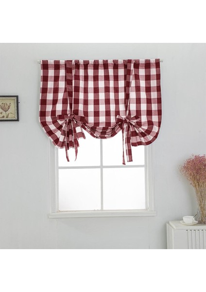 Buffalo Ekose Valances Dekor Çiftlik Evi Penceresi Kırmızı 60X120CM