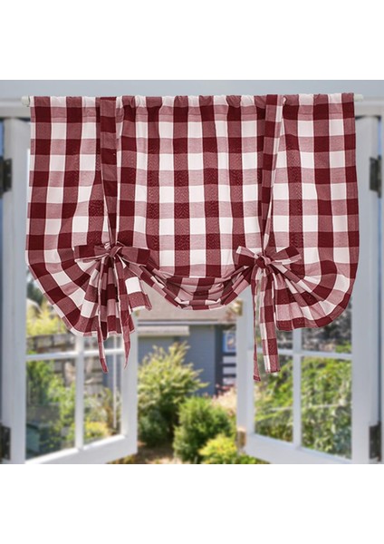 Buffalo Ekose Valances Dekor Çiftlik Evi Penceresi Kırmızı 60X120CM