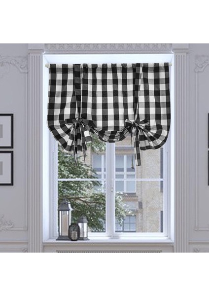 Buffalo Ekose Valances Dekor Çiftlik Evi Penceresi Siyah 60X120CM