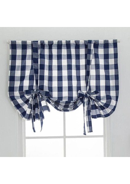 Buffalo Ekose Valances Dekor Çiftlik Evi Pencere Mavi 80X140CM