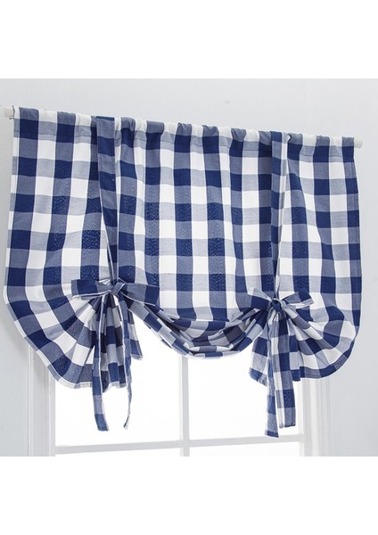 Buffalo Ekose Valances Dekor Çiftlik Evi Pencere Mavi 80X140CM