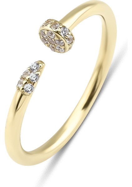 14 Ayar Altın Taşlı Çivi Yüzük KRS06-14YZ