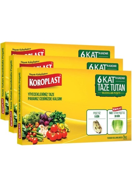 Taze Tutan Buzdolabı Poşeti 3'lü