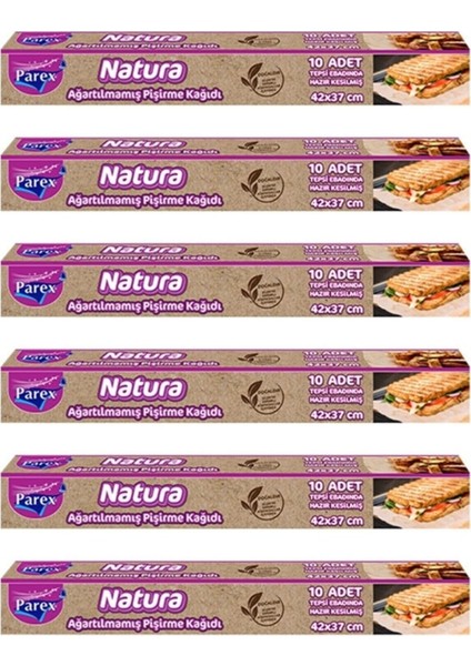 Natura 6 Adet Ağartılmamış Organik Hazır Kesilmiş Pişirme Kağıdı 10'lu