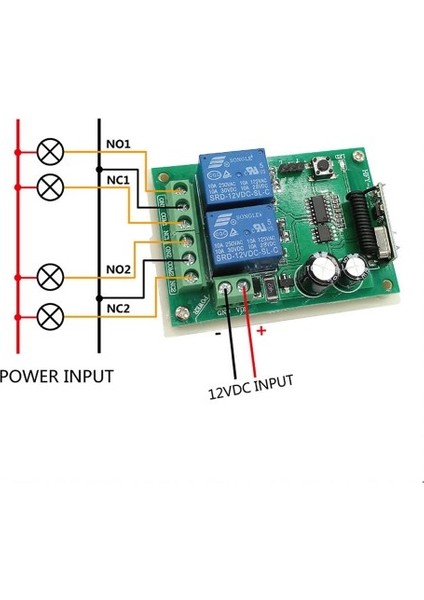 Roba AK-RK02S 433MHZ Rf 2 Kanal Röle Modül DC12V