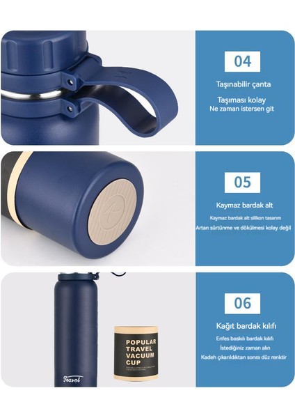 Açık Termos Bardak Büyük Kapasiteli 1000ML Taşınabilir Spor Su Şişesi Paslanmaz Çelik Su Bardağı (Yurt Dışından)