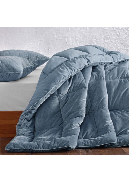 Bedding Vovin Çift Kişilik Yorgan Velvet 2'li Yastık Kılıfı Indigo
