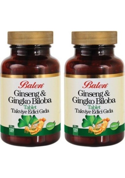 Ginseng Gingko Biloba Takviye Edici Gıda 2 X 720 Mg X 120 Tablet Ginkgo Ginko 2 Kutu