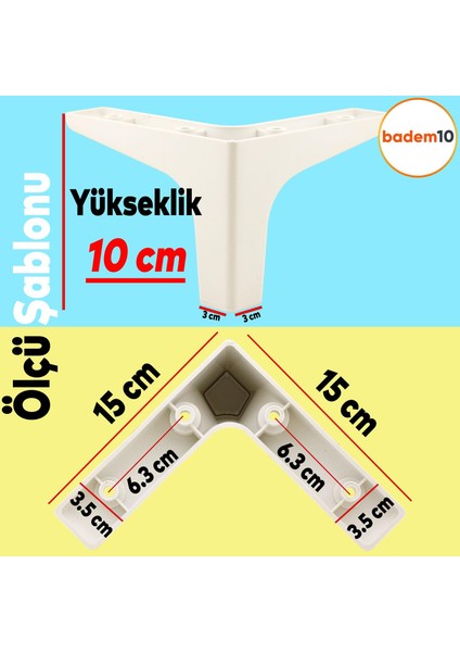 Sedef Lüks Mobilya Kanepe Sehpa Tv Ünitesi Koltuk Ayağı 10 cm Beyaz Baza Ayakları