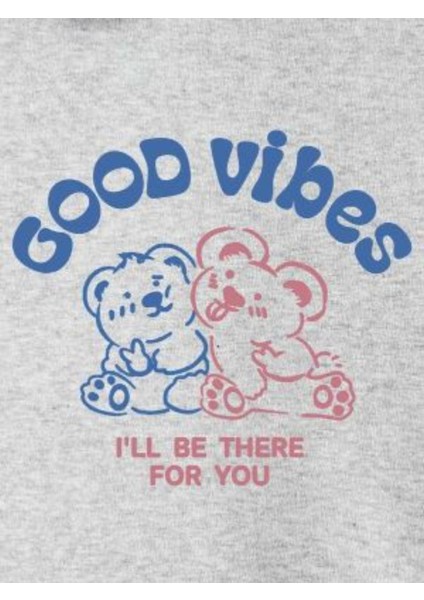 Kadın Gri Good Vibes Bisiklet Yaka Sweatshirt fiyatları