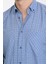 Erkek King Mavi Çift Cepli Klasik Kesim Kareli Uzun Kol Gömlek 4
