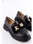Little Teddy Siyah Deri Kadın Loafer 1