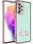 Samsung Galaxy A53 Kılıf Kamera Lens Korumalı Yazı ve Logo Gösterir Parlak Halkalı Şeffaf 1
