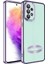 Samsung Galaxy A53 Kılıf Kamera Lens Korumalı Yazı ve Logo Gösterir Parlak Halkalı Şeffaf 1