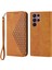 Samsung Galaxy S22 Ultra 5G Buzağı Doku Cüzdanı PU Deri Baskılı Rhombus Desen Kapağı lı Telefon Kılıfı (Yurt Dışından) 1