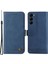 Samsung Galaxy S23 için çizilmeye dayanıklı flip deri cüzdan ı ağaç desen metal düğme çizgileri baskılı cilt-dokunuş koruyucu lı Telefon Kılıfı (Yurt Dışından) 1