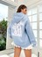 Unisex Mavi Good Things Sırt Baskılı Oversize Kapşonlu Sweatshirt 2