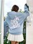 Unisex Mavi Good Things Sırt Baskılı Oversize Kapşonlu Sweatshirt 3