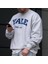 Unisex Gri Yale Baskılı Bisiklet Yaka Oversize Sweatshirt 1