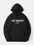 Unisex Siyah Los Angeles Baskılı Oversize Kapşonlu Sweatshirt 1