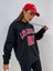 Unisex Siyah Los Angeles 91 Baskılı Oversize Kapşonlu Sweatshirt 2