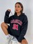 Unisex Siyah Los Angeles 91 Baskılı Oversize Kapşonlu Sweatshirt 1