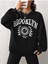 Unisex Siyah Brooklyn Baskılı Bisiklet Yaka Oversize Sweatshirt 2