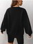 Unisex Siyah Brooklyn Baskılı Bisiklet Yaka Oversize Sweatshirt 3