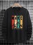 Unisex Siyah Wake Baskılı Bisiklet Yaka Oversize Sweatshirt 1