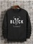 Unisex Siyah Black Baskılı Bisiklet Yaka Oversize Sweatshirt 1