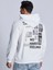 Unisex Beyaz  Sırt Baskılı Kapşonlu Oversize Sweatshirt 3