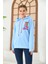 Unisex Mavisi Barrow Baskılı Oversize Kapşonlu Sweatshirt 2