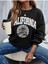 Unisex Siyah California Baskılı Bisiklet Yaka Oversize Sweatshirt 1