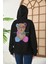 Unisex Siyah Barrow Baskılı Oversize Kapşonlu Sweatshirt 2