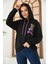 Unisex Siyah Barrow Baskılı Oversize Kapşonlu Sweatshirt 3
