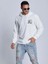 Unisex Beyaz Sırt Baskılı Kapşonlu Oversize Sweatshirt 2