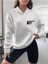 Unisex Beyaz Effect Baskılı Oversize Kapşonlu Sweatshirt 1