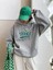 Unisex Gri Nice Baskılı Oversize Kapşonlu Sweatshirt 2