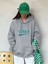 Unisex Gri Nice Baskılı Oversize Kapşonlu Sweatshirt 3