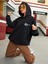 Unisex Siyah Effect Baskılı Oversize Kapşonlu Sweatshirt 3