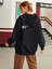 Unisex Siyah Effect Baskılı Oversize Kapşonlu Sweatshirt 4