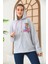 Unisex Gri Barrow Baskılı Oversize Kapşonlu Sweatshirt 1