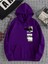 Unisex Mor New Moment Baskılı Oversize Kapşonlu Sweatshirt 1