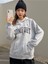Unisex Gri Comfort Baskılı Oversize Kapşonlu Sweatshirt 4