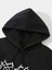 Unisex Siyah Kalp Ağ Baskı Detaylı Oversize Kapşonlu Sweatshirt 2