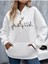 Unisex Beyaz Kedi Baskılı Oversize Kapşonlu Sweatshirt 1