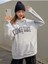 Unisex Gri Comfort Baskılı Oversize Kapşonlu Sweatshirt 2