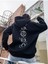 Unisex Siyah Galaksi Baskılı Oversize Kapşonlu Sweatshirt 1